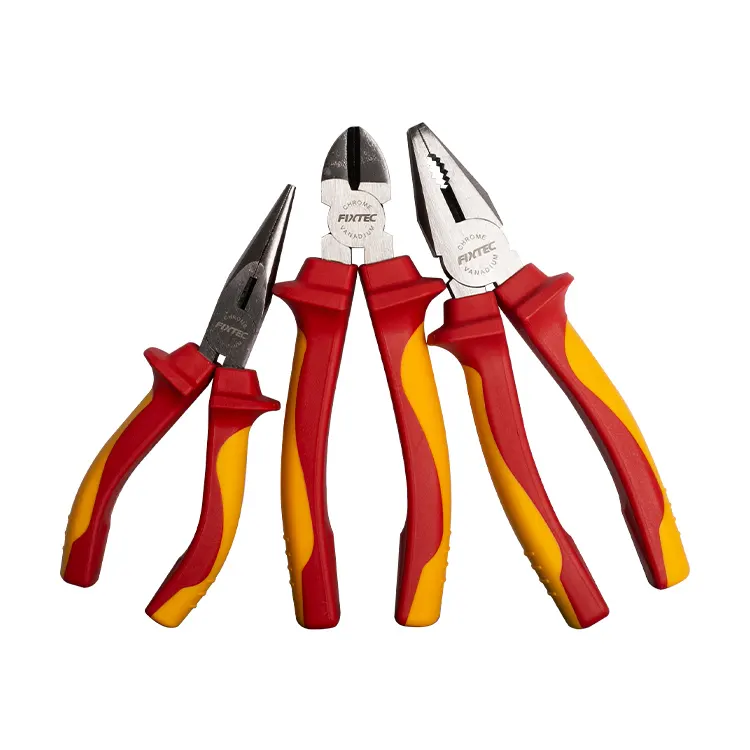 FIXTEC Hand Tools CRV Plier VDE Insulated Combination Pliers Diagonal Cutting Pliers