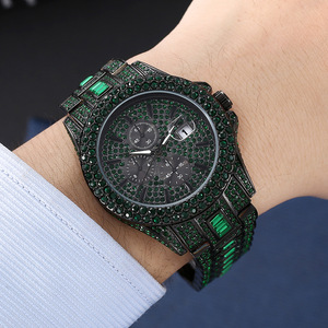 Reloj de Diamantes Verde/Azul Nuevo de Alta Calidad para Hombre, Reloj de Lujo Hip Hop, Reloj de Pulsera Único con Brillantes, Luminoso e Impermeable - Product Image 4