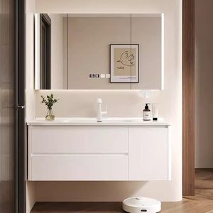 New modern smart bathroom cabinet combination bathroom washbasin cabinet wash basin integrated ceramic basin - Product Image 5