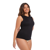 Top sculptant sans coutures transfrontalier le plus vendu pour la taille et l'abdomen, avec longueur étendue pour col rond, grande taille