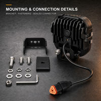Projecteur de travail LED 45W, carré 3,78 pouces, faisceau spot blanc ambre, IP67, 10-30V DC, 3614lm, pour camion, SUV, tout-terrain, conduite, 12V 24V, jaune