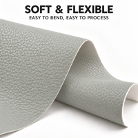 Cuir synthétique PVC gris clair avec support non tissé, imperméable, gaufré, simili cuir pour l'ameublement intérieur de voiture et la sellerie