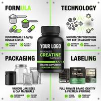 Capsules de créatine monohydrate antioxydante OEM personnalisées comme complément alimentaire pour le sport et la remise en forme, pour usage diététique adulte