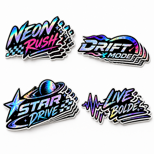Pack d'autocollants holographiques personnalisés pour voiture, citation sur le thème de la course et du drift, en vinyle PVC découpé, pour fenêtre, pare-chocs, <span class=keywords><strong>carrosserie</strong></span>, porte, hayon, camion, extérieur - Product Image 1