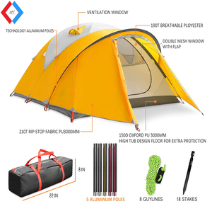Tente de camping extérieure personnalisée OEM 4P, imperméable, respirante, tente intérieure spacieuse, légère, portable, tente familiale MT-POT - Product Image 5