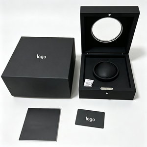 Luxury <b>Black</b> Round <b>Watch</b> Box With Snap Closure Faux Leather Interior Dustproof Packaging Custom Logo Square Case - Product Image 5