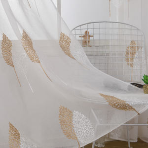 Rideaux de fenêtre à broderie blanche populaires Rideau transparent en tulle à oeillet translucide pour le salon - Product Image 6