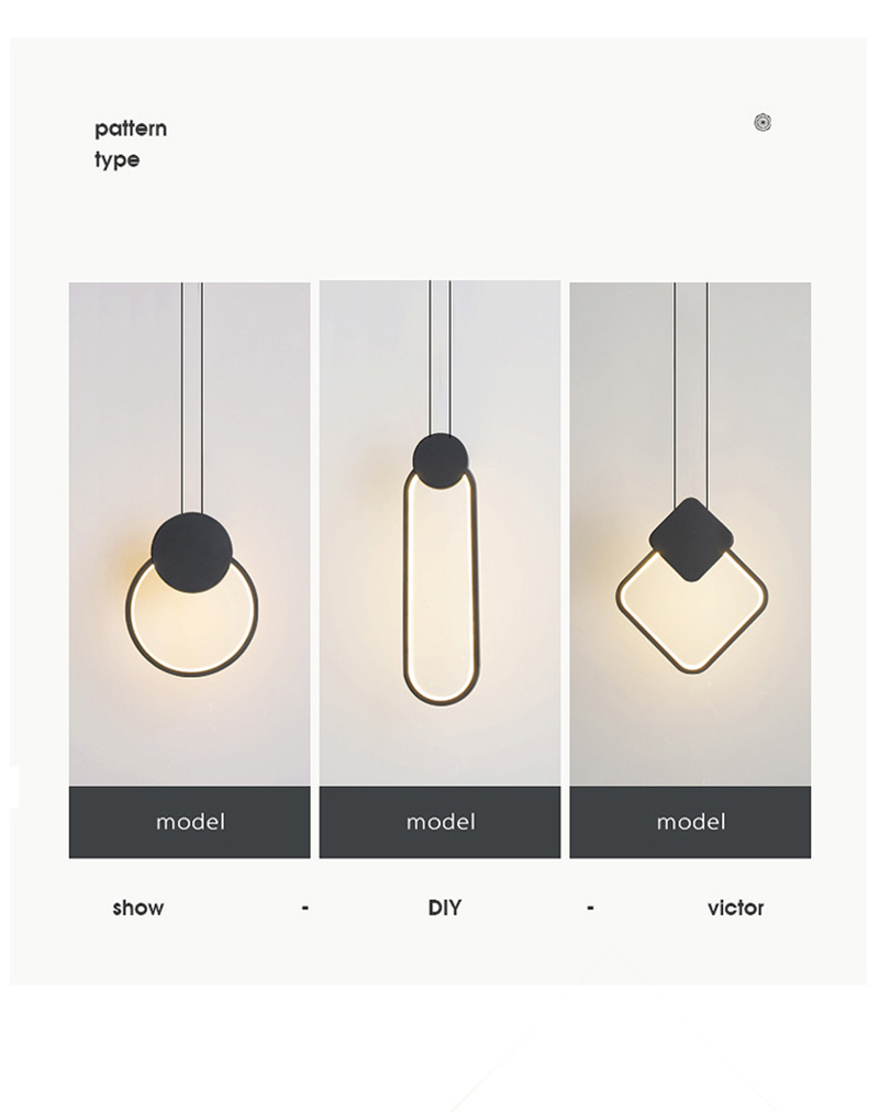 LED Pendant Light Nordic Modern Metal Simple Geometry Decoration For Living Room Bedroom Home Hanging Lamp Lighting