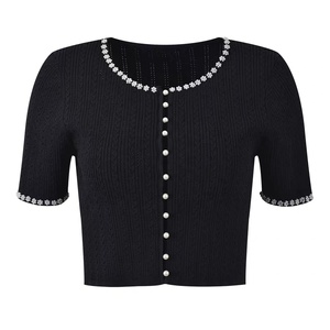OUDINA New Arrival Summer Elegant Beaded Floral Cardigan Backless <strong>Knit</strong> Cardigan Dresses Two Piece <strong>Set</strong> - Product Image 6