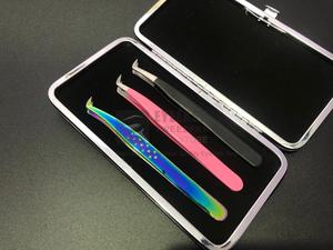 Pince à cils en acier inoxydable durable ronde de type L Volume russe Extension de cils pointe en fibre de beauté pince à épiler à botte pointue - Product Image 5