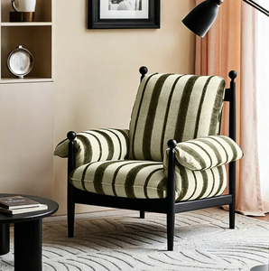 <span class=keywords><strong>Poltrona</strong></span> Moderna Mid-Century in Tessuto a Righe <span class=keywords><strong>con</strong></span> Gambe in Metallo Scuro, <span class=keywords><strong>Divano</strong></span> Vintage Imbottito per <span class=keywords><strong>Soggiorno</strong></span> <span class=keywords><strong>e</strong></span> Camera da Letto - Product Image 5