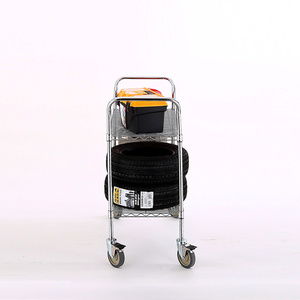 Amj Groothandel Industriële Chromen Draadkar 2 Plank Opslag <span class=keywords><strong>Trolley</strong></span> Met Wielen - Product Image 6
