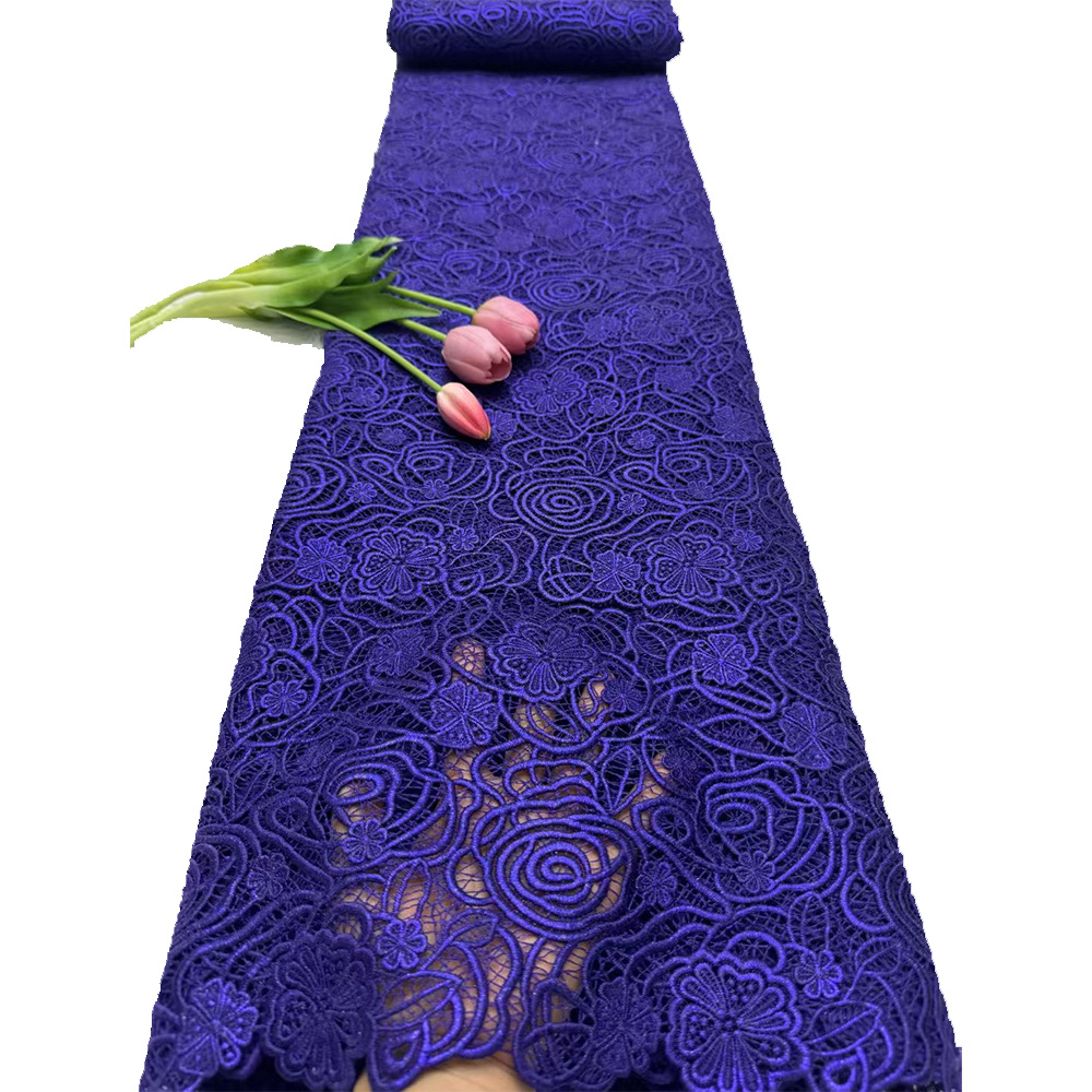 NI.AI Purple Guipure Fabric High Quality Cord Lace Plain Water Soluble Lace Couple Cupion Fabric for Ladies Wedding Dress