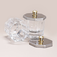 Gobelet en verre octogonal transparent à fond épais multicolores pour contenir le dissolvant pour vernis à ongles et le liquide acrylique
