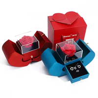 Boîte à bijoux personnalisée rose rouge style pomme Emballage cadeau élégant rose à savon pour bague et collier