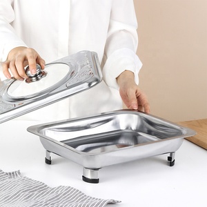 Casserole en acier inoxydable de 4 <span class=keywords><strong>pieds</strong></span> avec couvercle en verre Cuisson Hôtel Buffet Plateau Chauffe-<span class=keywords><strong>plats</strong></span> Casserole Hot Pot - Product Image 3