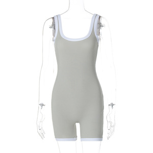 <span class=keywords><strong>Combinaison</strong></span> courte col en U pour femmes en gros Style Y2K femmes Sexy Sport Onesie Sports de plein air-Tennis course vélo barboteuses courtes - Product Image 6
