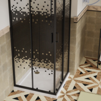 Porte de Douche Coulissante Carrée en Verre Trempé de Haute Qualité avec Cadre Brossé en Alliage d'Aluminium, Design Moderne, Dimensions 80x80, 90x90, 100x100, Certifiée CE