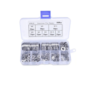 En stock : Ensemble de cales fines et rondelles plates en acier inoxydable DIN125, en boîte, pour usage industriel, joints d'étanchéité et fixations - Product Image 1