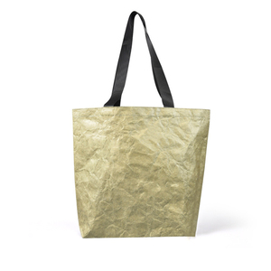 Bolsa de compras de papel lavable reciclable ecológica impermeable de alta calidad Dupont Tyvek duradera con patrón de letras - Product Image 6