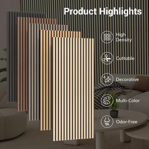 Panel Acústico <span class=keywords><strong>de</strong></span> Fibra <span class=keywords><strong>de</strong></span> Poliéster con Rejilla <span class=keywords><strong>de</strong></span> <span class=keywords><strong>Madera</strong></span>, Panel Decorativo <span class=keywords><strong>de</strong></span> <span class=keywords><strong>Madera</strong></span> Tecnológica, Panel Autoadhesivo Insonorizante para Pared - Product Image 2