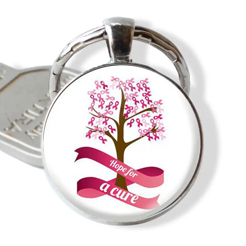 FanYue popular product 2022 ins breast cancer awareness keychain key chain Care for Women public welfare keychain 2022