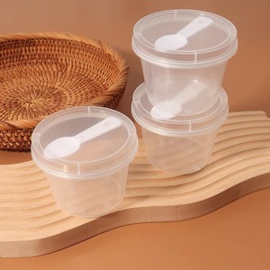 Tondo 220ml PP tazza di plastica monouso budino Yogurt latte gelatina Dessert imballaggio tazze con coperchio e cucchiaio - Product Image 5