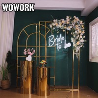 Arche de mariage en métal noir WOWORK 2026, enseigne au néon, toile de fond en fer pour la décoration de fêtes et d'événements de mariage