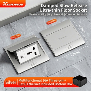 Enchufe de Piso Empotrado Ultrafino Impermeable con Amortiguación de Aleación de Aluminio Tipo 120, Estándar Europeo - Product Image 3