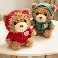 Venta al por mayor de fábrica: Oso de peluche adorable con capucha con cremallera y parche de oso, de piel rizada suave, ideal como regalo para niños.