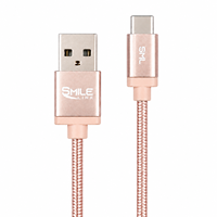 Cable USB C de 1.2m 2.0 5V 3A 15W de Carga Rápida con Tela de Nailon, Punta Metálica y Revestimiento Dorado Rosa para iPhone/Computadora y Banco de Energía