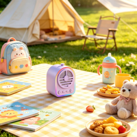 Mini haut-parleur portable pour enfants, décor de dessin animé interchangeable, 12 modes d'éclairage LED