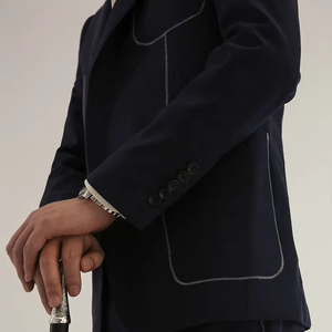 Traje de dos piezas versión coreana para hombre alto guapo Simple cintura negra estilo cuello en V cuello plano de talla grande red rojo Color a juego - Product Image 1