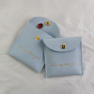 Luxury Custom Logo Printed Jewelry Bags Velvet <b>Gift</b> Jewelry Packaging Bags Microfiber Suede <b>Envelope</b> Pouch with Snaps - Product Image 4