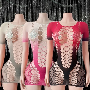 W.E. Stage Performance Tie-Dye Spandex/Nylon Women's Fishing Net Dancewear Exotic <b>Fishnet</b> Stripper Outfit - Product Image 1