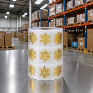 Rollo de Adhesivos Transparentes con Copos de Nieve Dorados para Envolver Regalos de Navidad, Decoración de Tarjetas y Manualidades, Venta al Por Mayor - Product Image 6