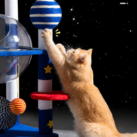 Arbre à chat intégré en sisal avec griffoir, structure d'escalade, capsule spatiale, lit pour chat, mobilier pour petit espace intérieur, en carton