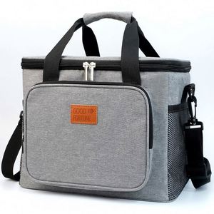 Custom Logo Oxford 600D Cooler Bag Insulated Polyester Picnic Lunch Thermal Travel Tote Shoulder Strap 30x22x21cm Geometric - Product Image 3