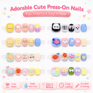 Faux ongles artificiels pour enfants, faits à la main en acrylique, réutilisables, fournisseur en gros <span class=keywords><strong>de</strong></span> nail art personnalisé - Product Image 1