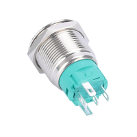 Interrupteur à bouton-poussoir momentané à tête haute en métal éclairé par LED de 19 mm, étanche IP65/IP67, 12V-250VAC 1NO1NC