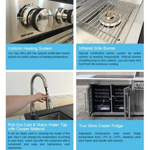 Modern modüler açık paslanmaz çelik mutfak ızgarası Metal dolaplar açık barbekü mutfak MANGAL izgaralar
