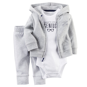 Vêtements pour enfants en gros : Ensemble 3 pièces en coton à capuche et manches longues pour garçons et filles (veste, barboteuse, pantalon) – Tenues pour bébés - Product Image 2