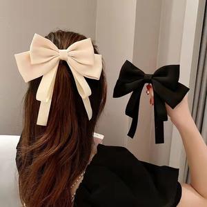 Nuevo estilo, venta al por mayor, moda, gran lazo de cinta de satén, horquilla, pasador de lazo negro, pinza de pelo decorativa para niña y mujer - Product Image 2