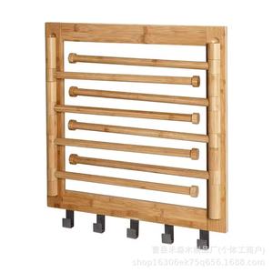Séchoir à linge en bois à 4 niveaux, mural, gain de place, organisateur de vêtements multifonctionnel, forme rectangulaire - Product Image 3