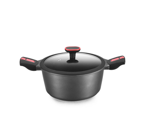 Modern Ev Mutfağı Yapışmaz PFOA İçermeyen Döküm Alüminyum Tencere Seti Bakalit Yumuşak Dokunuşlu Saplı Gazlı Ocaklarla Uyumlu Cam Kapaklı - Product Image 2