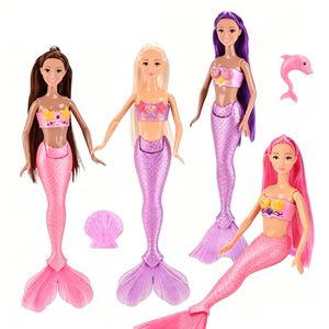 Muñeca Sirena Grande de 14 Pulgadas con Cola Extraíble, Princesa <span class=keywords><strong>del</strong></span> Océano Articulada de 34 cm con Accesorios de Vida Marina, Paquete Mixto de 2 Tonos de <span class=keywords><strong>Piel</strong></span> - Product Image 1
