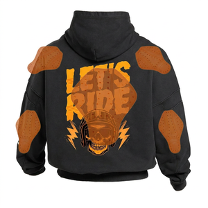 Sweat à capuche noir pour homme avec imprimé crâne jaune et épaulettes, manches longues, design sublimation, logo, toutes saisons - Product Image 4
