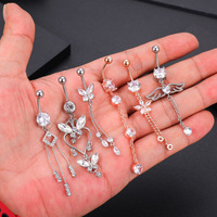 Mode Piercing pour femmes cristal nombril anneau en acier inoxydable nombril Piercing bijoux Xinfocus chaud corps bijoux