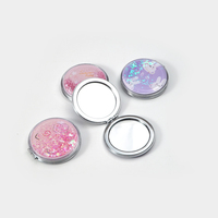 Miroir de maquillage portable Winway Ins Style Bling Glitter Quicksand, miroir compact mignon, miroir de poche brillant pour les voyages