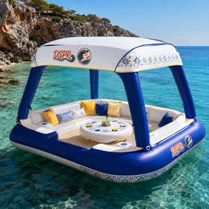 Lounge Galleggiante Gonfiabile Compatto con Tettuccio, Sedute e <span class=keywords><strong>Tavolo</strong></span> per Coppie e Famiglie, Ideale per <span class=keywords><strong>Lago</strong></span>, Piscina e Momenti di Relax - Product Image 1